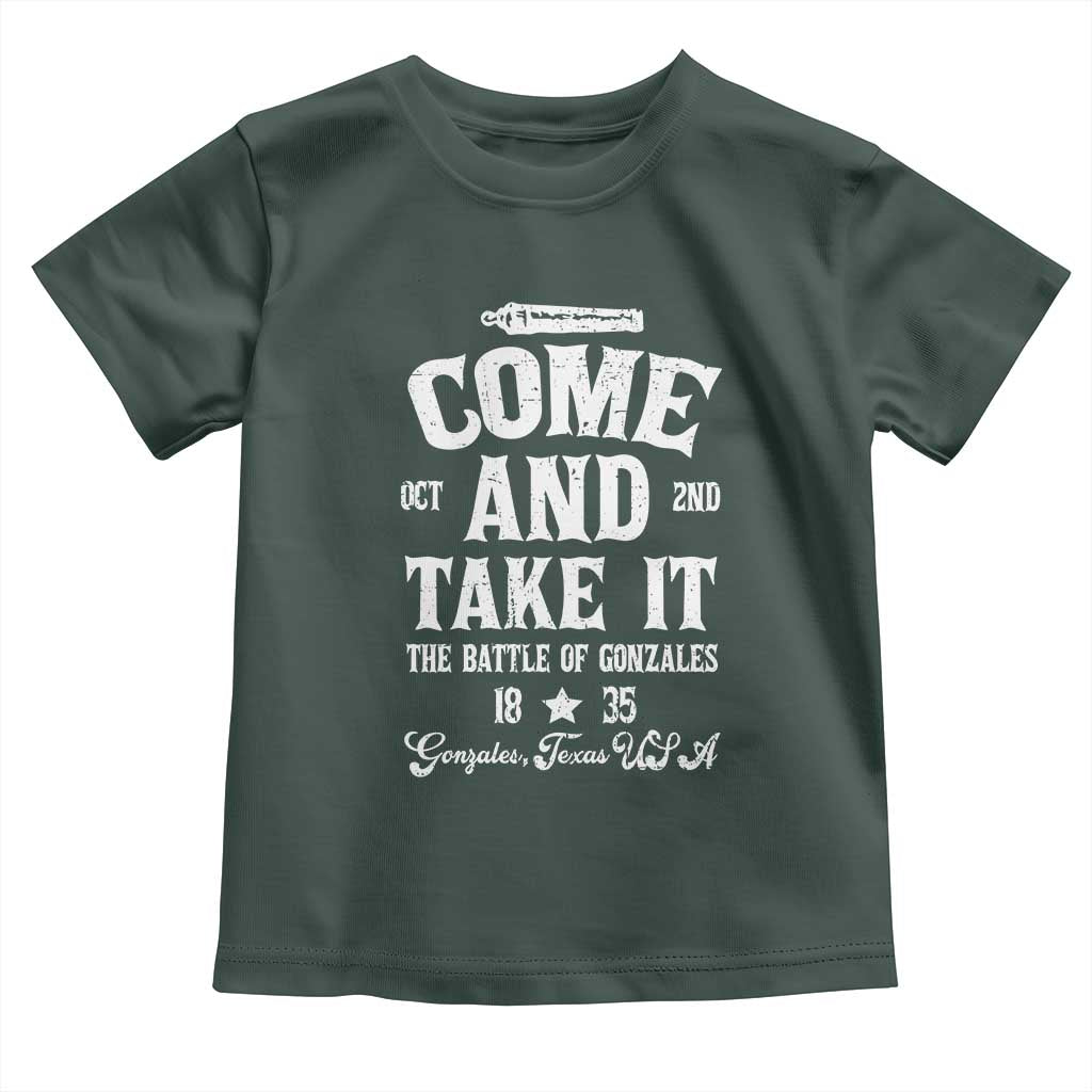 History Of Texas Toddler T Shirt Come And Take It The Battle Of Gonzales TS11 Dark Forest Green Print Your Wear