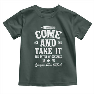 History Of Texas Toddler T Shirt Come And Take It The Battle Of Gonzales TS11 Dark Forest Green Print Your Wear
