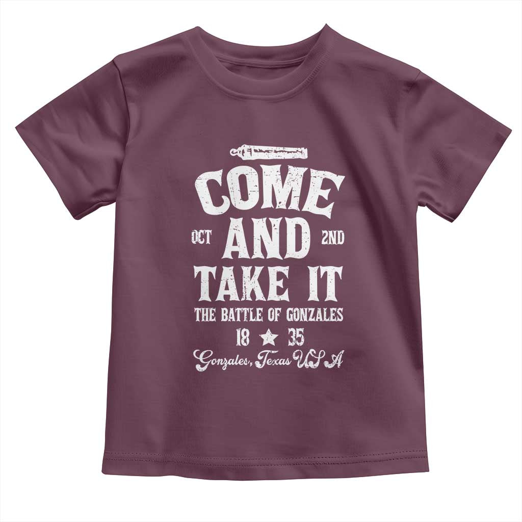 History Of Texas Toddler T Shirt Come And Take It The Battle Of Gonzales TS11 Maroon Print Your Wear