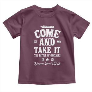 History Of Texas Toddler T Shirt Come And Take It The Battle Of Gonzales TS11 Maroon Print Your Wear