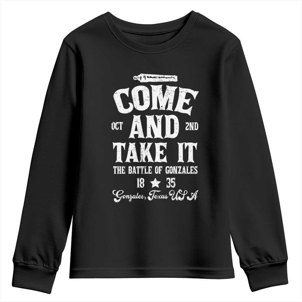 History Of Texas Youth Sweatshirt Come And Take It The Battle Of Gonzales TS11 Black Print Your Wear