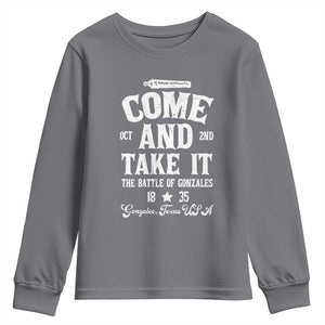 History Of Texas Youth Sweatshirt Come And Take It The Battle Of Gonzales TS11 Charcoal Print Your Wear