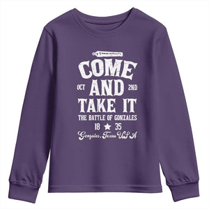 History Of Texas Youth Sweatshirt Come And Take It The Battle Of Gonzales TS11 Purple Print Your Wear
