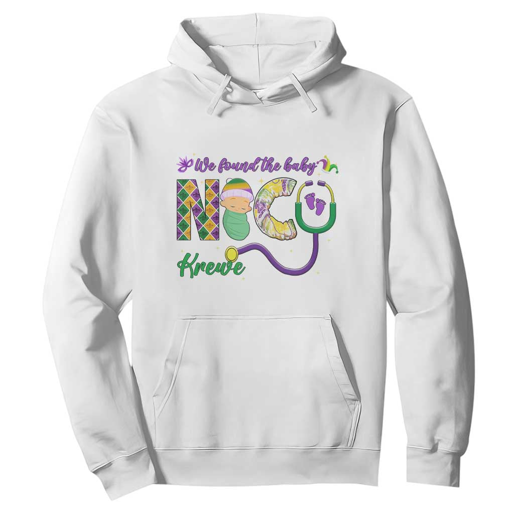Funny NICU Mardi Gras Hoodie We Found The Baby NICU Krewe King Cake TS11 White Print Your Wear