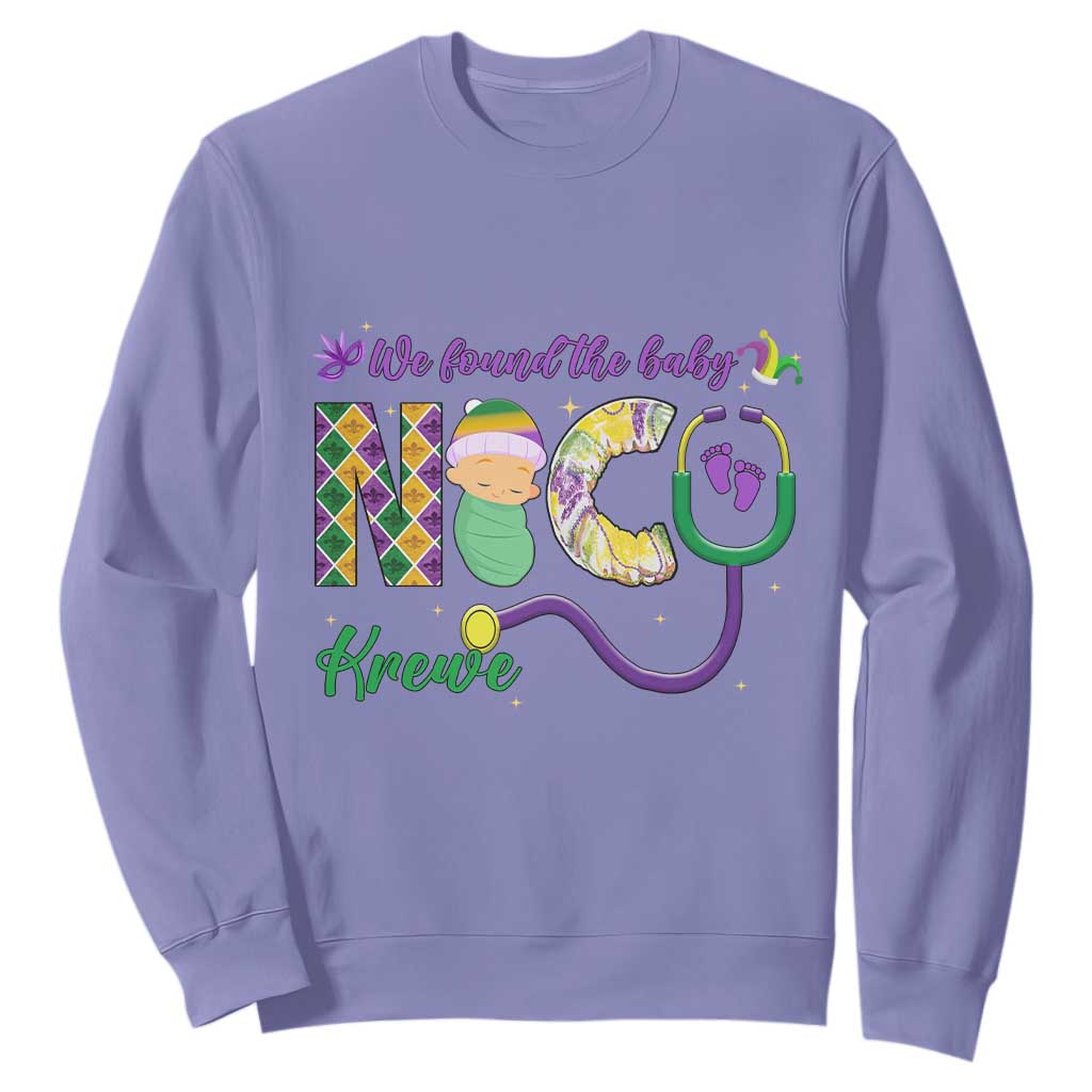 Funny NICU Mardi Gras Sweatshirt We Found The Baby NICU Krewe King Cake TS11 Violet Print Your Wear