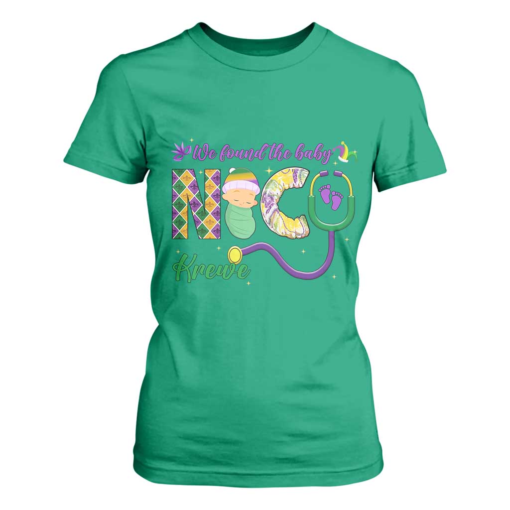 Funny NICU Mardi Gras T Shirt For Women We Found The Baby NICU Krewe King Cake TS11 Irish Green Print Your Wear
