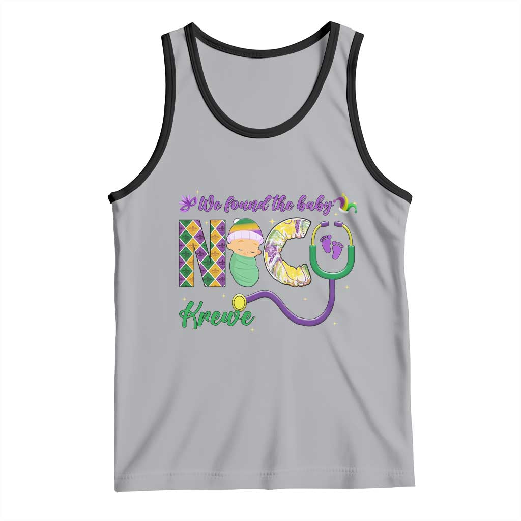Funny NICU Mardi Gras Tank Top We Found The Baby NICU Krewe King Cake TS11 Athletic Heather Black Print Your Wear