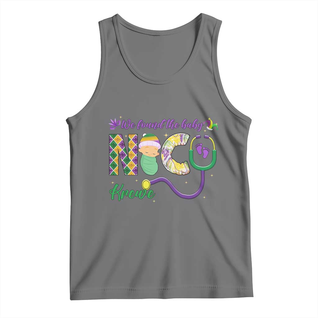 Funny NICU Mardi Gras Tank Top We Found The Baby NICU Krewe King Cake TS11 Black Heather Print Your Wear