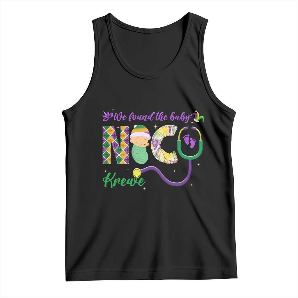 Funny NICU Mardi Gras Tank Top We Found The Baby NICU Krewe King Cake TS11 Black Print Your Wear