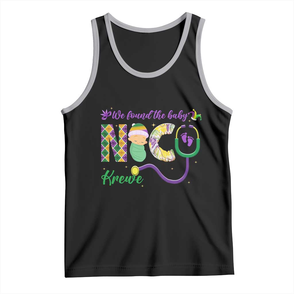 Funny NICU Mardi Gras Tank Top We Found The Baby NICU Krewe King Cake TS11 Black Athletic Heather Print Your Wear