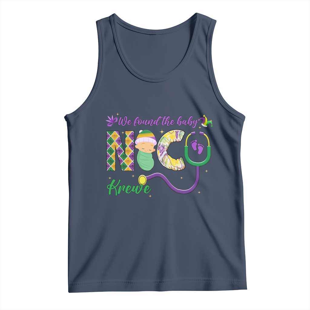 Funny NICU Mardi Gras Tank Top We Found The Baby NICU Krewe King Cake TS11 Navy Print Your Wear