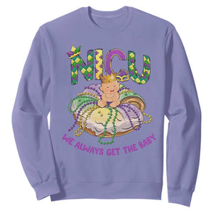 Funny NICU Nurse Mardi Gras Sweatshirt We Always Get The Baby King Cake TS11 Violet Print Your Wear