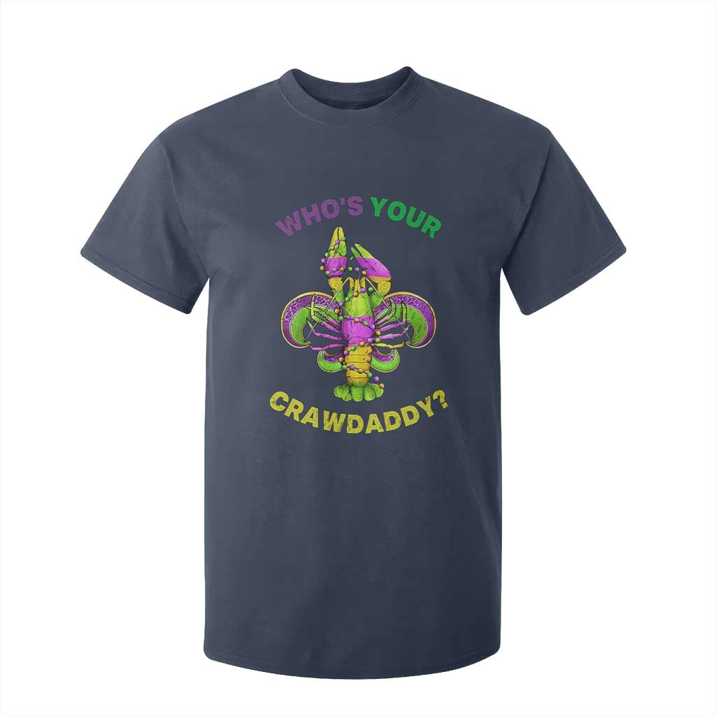 Funny Who's Your Crawdaddy T Shirt For Kid Vintage Crawfish Beads Fleur De Lis Mardi Gras TS11 Navy Print Your Wear