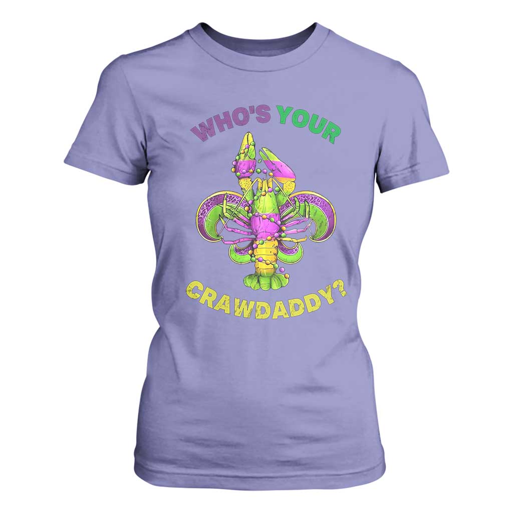 Funny Who's Your Crawdaddy T Shirt For Women Vintage Crawfish Beads Fleur De Lis Mardi Gras TS11 Violet Print Your Wear