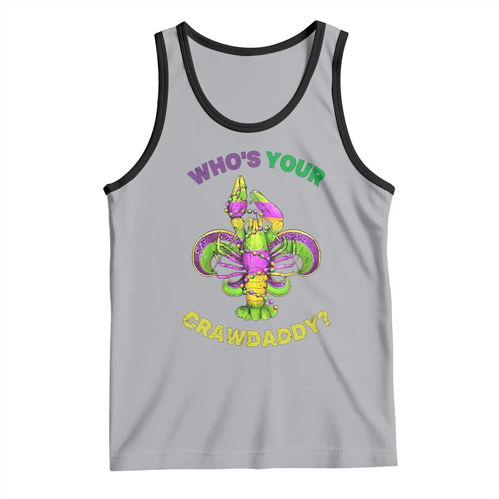 Funny Who's Your Crawdaddy Tank Top Vintage Crawfish Beads Fleur De Lis Mardi Gras TS11 Athletic Heather Black Print Your Wear