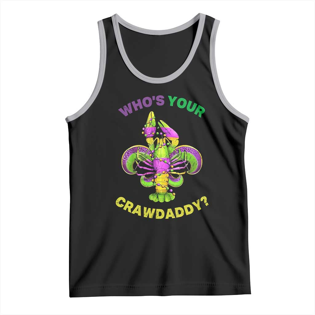 Funny Who's Your Crawdaddy Tank Top Vintage Crawfish Beads Fleur De Lis Mardi Gras TS11 Black Athletic Heather Print Your Wear