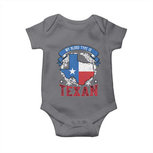 My Blood Types Is Texan Baby Onesie Proud American Texan TX Map Bluebonnet TS11 Charcoal Print Your Wear