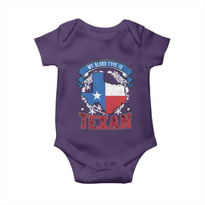 My Blood Types Is Texan Baby Onesie Proud American Texan TX Map Bluebonnet TS11 Purple Print Your Wear