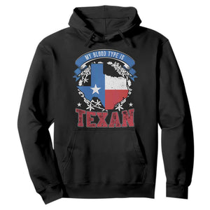 My Blood Types Is Texan Hoodie Proud American Texan TX Map Bluebonnet TS11 Black Print Your Wear