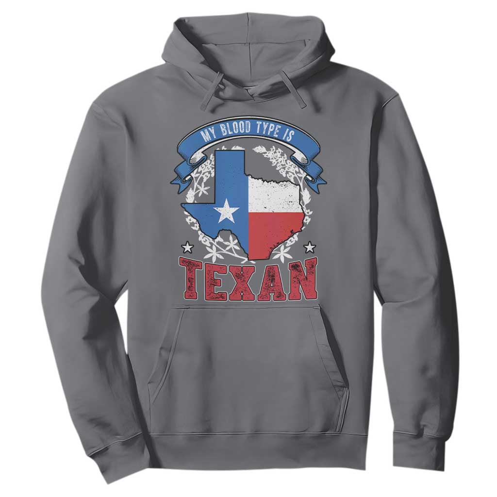 My Blood Types Is Texan Hoodie Proud American Texan TX Map Bluebonnet TS11 Charcoal Print Your Wear