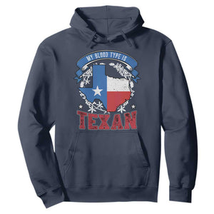 My Blood Types Is Texan Hoodie Proud American Texan TX Map Bluebonnet TS11 Navy Print Your Wear