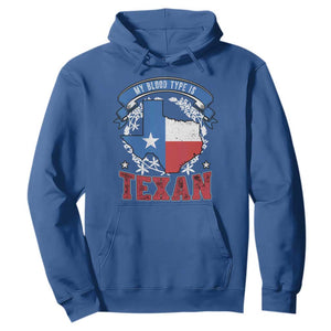 My Blood Types Is Texan Hoodie Proud American Texan TX Map Bluebonnet TS11 Royal Blue Print Your Wear