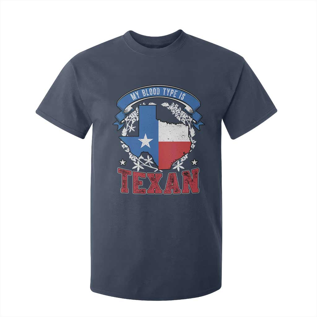 My Blood Types Is Texan T Shirt For Kid Proud American Texan TX Map Bluebonnet TS11 Navy Print Your Wear