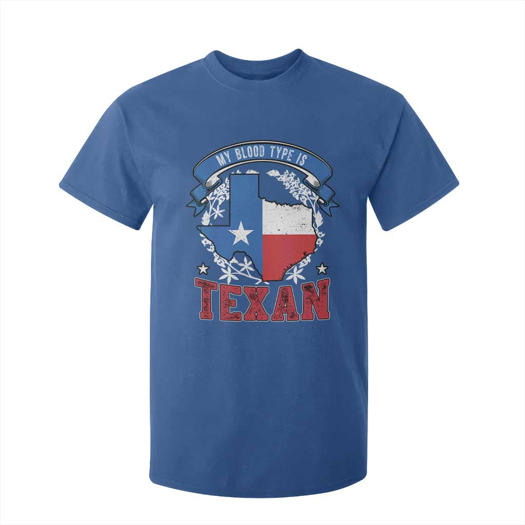 My Blood Types Is Texan T Shirt For Kid Proud American Texan TX Map Bluebonnet TS11 Royal Blue Print Your Wear