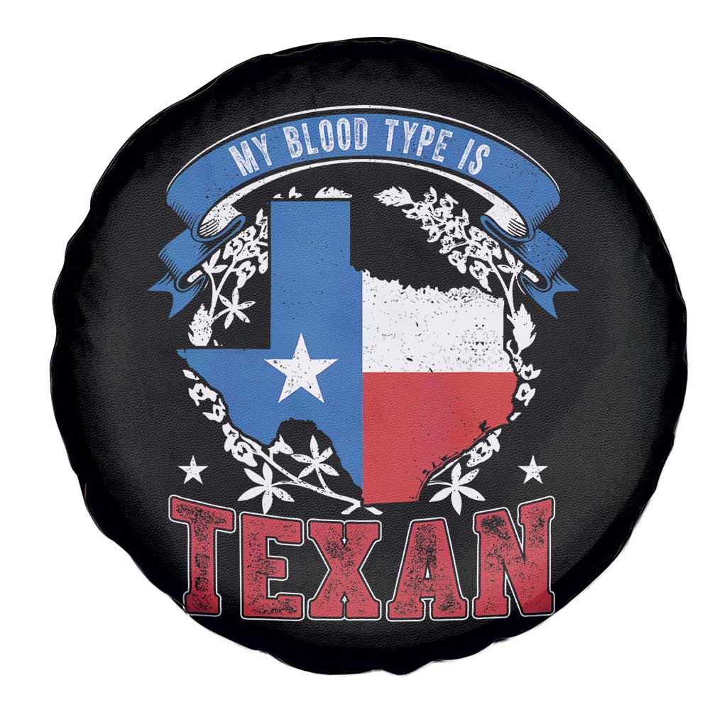 My Blood Types Is Texan Spare Tire Cover Proud American Texan TX Map Bluebonnet TS11 Print Your Wear
