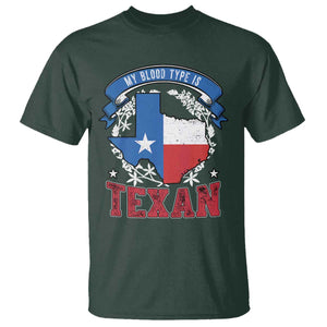 My Blood Types Is Texan T Shirt Proud American Texan TX Map Bluebonnet TS11 Dark Forest Green Print Your Wear
