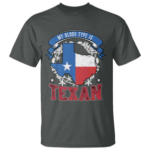 My Blood Types Is Texan T Shirt Proud American Texan TX Map Bluebonnet TS11 Dark Heather Print Your Wear
