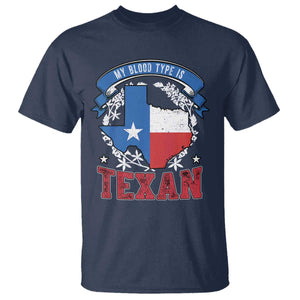 My Blood Types Is Texan T Shirt Proud American Texan TX Map Bluebonnet TS11 Navy Print Your Wear