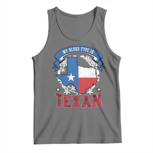 My Blood Types Is Texan Tank Top Proud American Texan TX Map Bluebonnet TS11 Black Heather Print Your Wear
