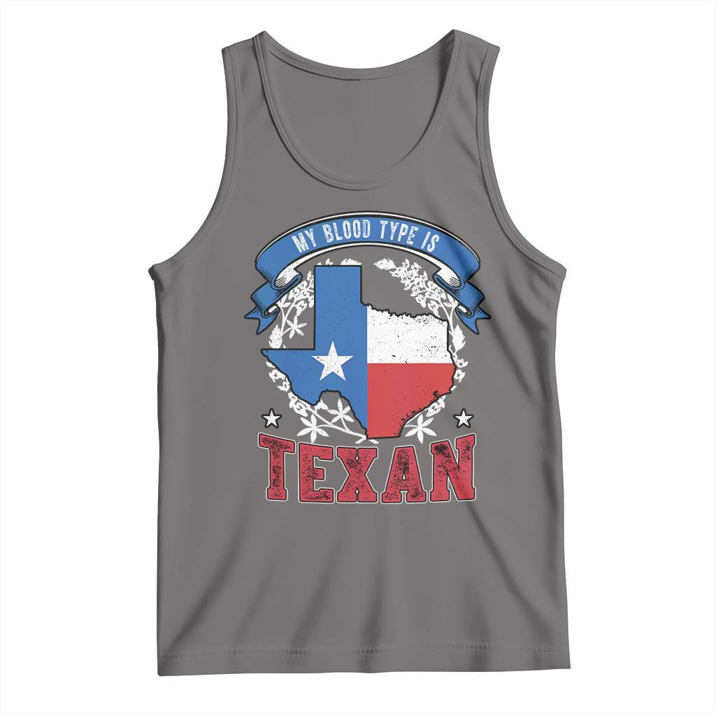 My Blood Types Is Texan Tank Top Proud American Texan TX Map Bluebonnet TS11 Deep Heather Print Your Wear