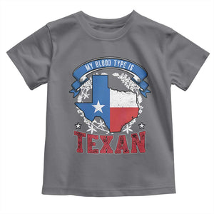 My Blood Types Is Texan Toddler T Shirt Proud American Texan TX Map Bluebonnet TS11 Charcoal Print Your Wear