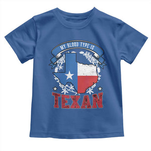 My Blood Types Is Texan Toddler T Shirt Proud American Texan TX Map Bluebonnet TS11 Royal Blue Print Your Wear