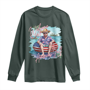 Funny Trump 2025 Welcome To America's Gulf Long Sleeve Shirt Trump Sombrero Hat TS11 Dark Forest Green Print Your Wear
