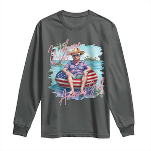 Funny Trump 2025 Welcome To America's Gulf Long Sleeve Shirt Trump Sombrero Hat TS11 Dark Heather Print Your Wear
