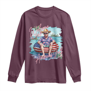 Funny Trump 2025 Welcome To America's Gulf Long Sleeve Shirt Trump Sombrero Hat TS11 Maroon Print Your Wear