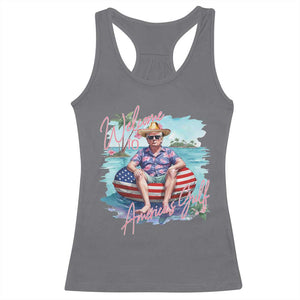 Funny Trump 2025 Welcome To America's Gulf Racerback Tank Top Trump Sombrero Hat TS11 Charcoal Print Your Wear