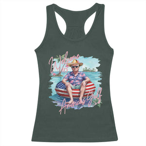 Funny Trump 2025 Welcome To America's Gulf Racerback Tank Top Trump Sombrero Hat TS11 Dark Forest Green Print Your Wear