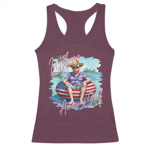 Funny Trump 2025 Welcome To America's Gulf Racerback Tank Top Trump Sombrero Hat TS11 Maroon Print Your Wear