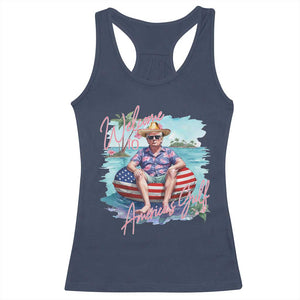 Funny Trump 2025 Welcome To America's Gulf Racerback Tank Top Trump Sombrero Hat TS11 Navy Print Your Wear