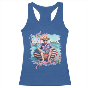 Funny Trump 2025 Welcome To America's Gulf Racerback Tank Top Trump Sombrero Hat TS11 Royal Blue Print Your Wear