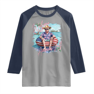 Funny Trump 2025 Welcome To America's Gulf Raglan Shirt Trump Sombrero Hat TS11 Sport Gray Navy Print Your Wear