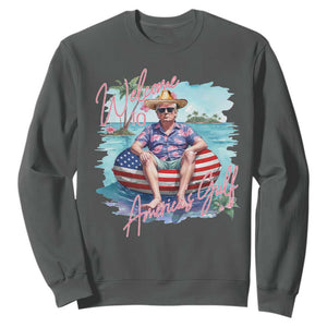 Funny Trump 2025 Welcome To America's Gulf Sweatshirt Trump Sombrero Hat TS11 Dark Heather Print Your Wear