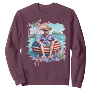 Funny Trump 2025 Welcome To America's Gulf Sweatshirt Trump Sombrero Hat TS11 Maroon Print Your Wear