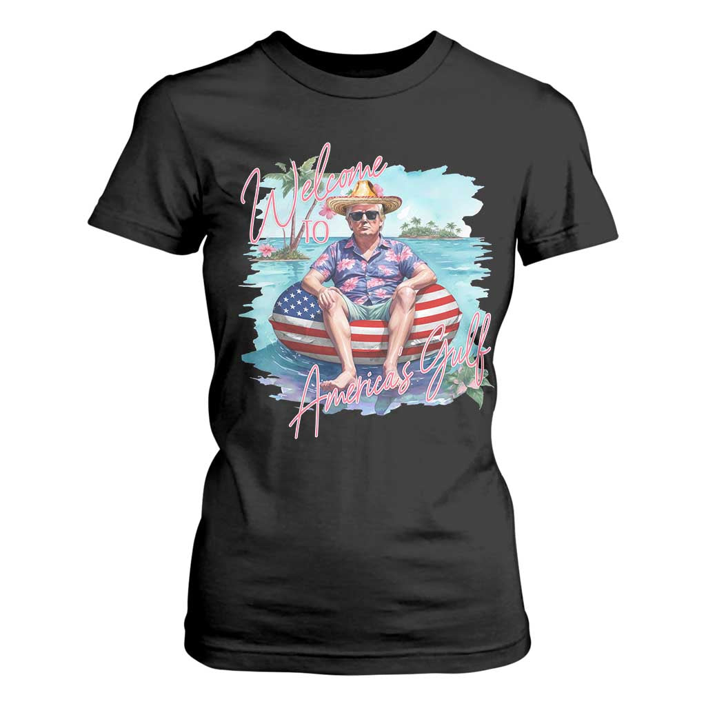 Funny Trump 2025 Welcome To America's Gulf T Shirt For Women Trump Sombrero Hat TS11 Black Print Your Wear