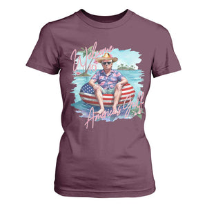 Funny Trump 2025 Welcome To America's Gulf T Shirt For Women Trump Sombrero Hat TS11 Maroon Print Your Wear
