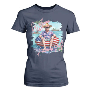 Funny Trump 2025 Welcome To America's Gulf T Shirt For Women Trump Sombrero Hat TS11 Navy Print Your Wear